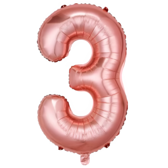 Повітряна куля у вигляді цифри 3 рожеве золото, 40 дюймів, фольгована, для свят для дня народження,річниць Кам'янець-Подільський