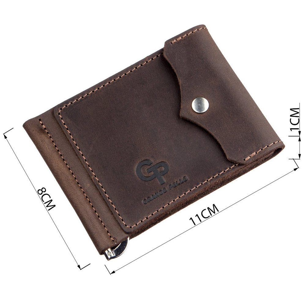 Солидный кожаный зажим для денег GRANDE PELLE 11197 Коричневый Киев - изображение 5