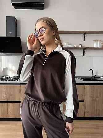 Женский стильный повседневный костюм двойка из велюра Шоколад, 42/44 Одесса