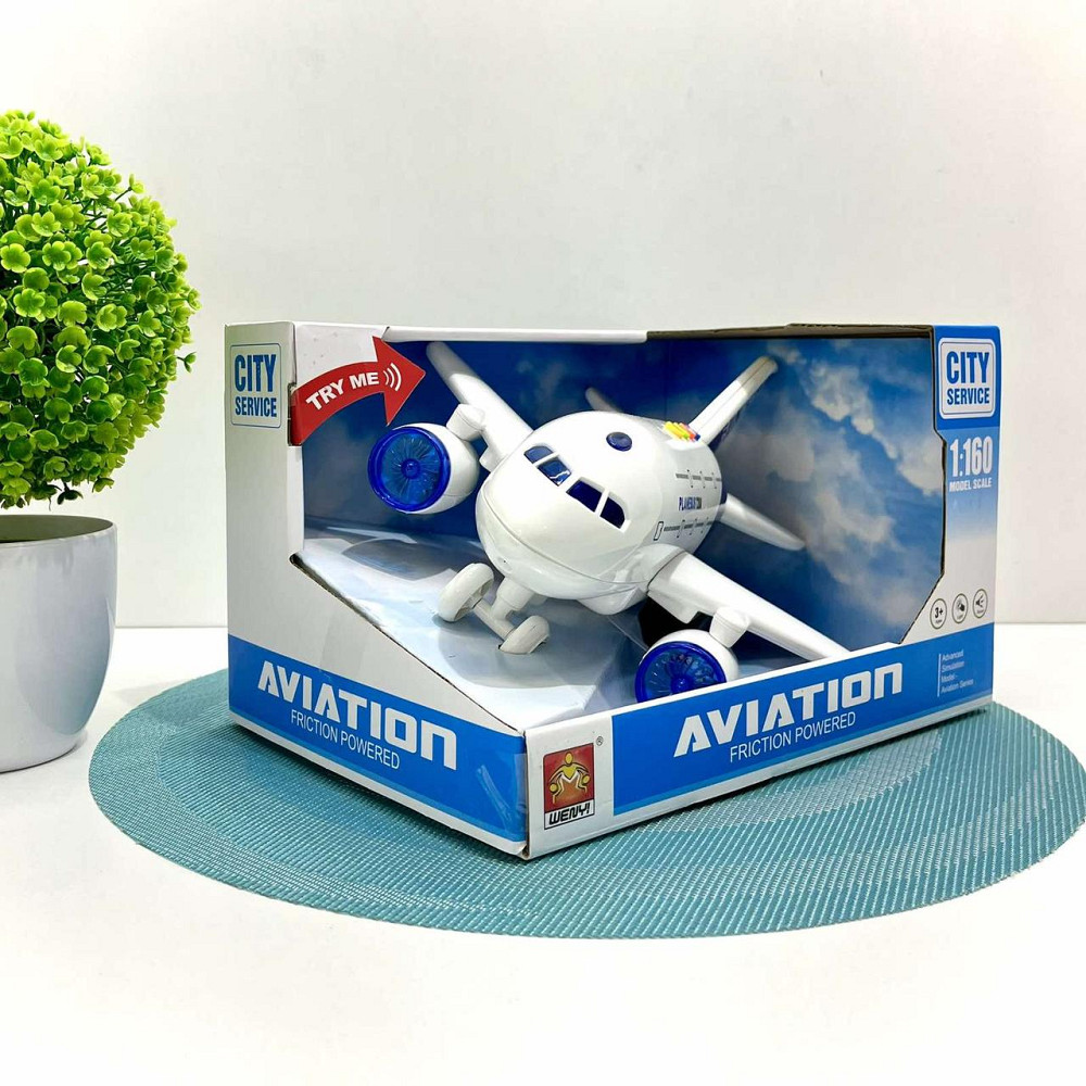Літак інерційний з музикою підсвічуванням масштаб 1:160 Білий (WY720A/B) Чернігів - фото 5