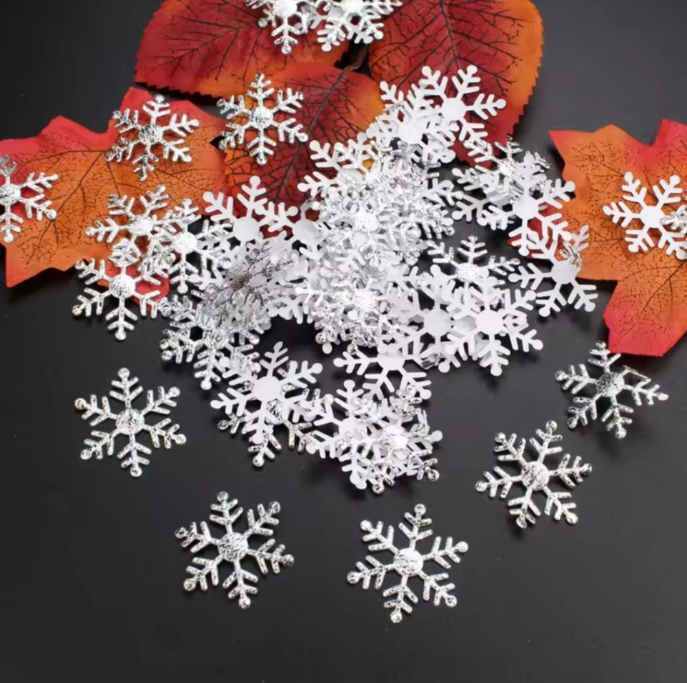 Новий рік сніжинки декоративні 100 штук 30 мм сріблястий Київ - фото 1