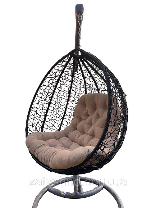 Ротанговий кокон з подушкою, чорний Київ - фото 3