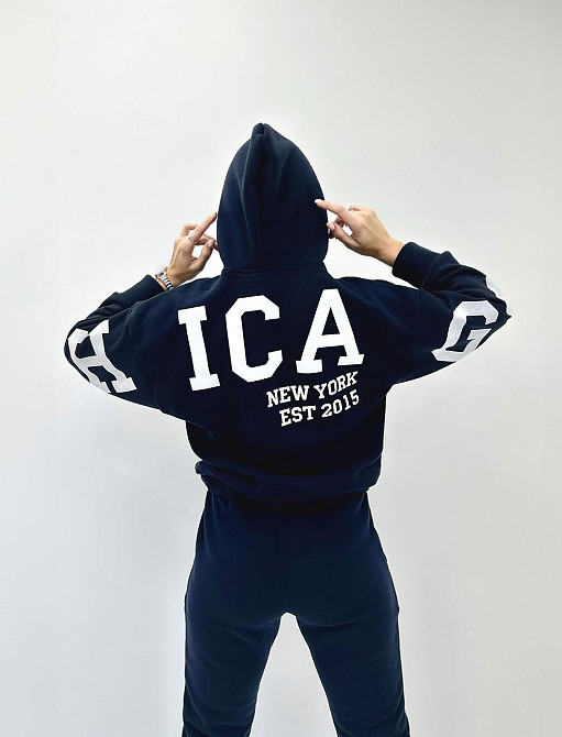 Спортивний костюм на флісі "Chicago" оптом | Норма Темно-синій, 42-44 Київ - фото 1