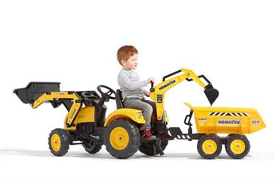 Дитячий педальний трактор з причепом і ковшами Falk Komatsu 2086W для дітей Київ