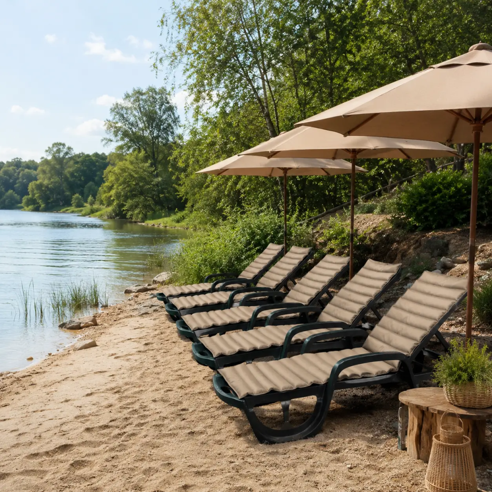 Матрац із подушкою на шезлонг (лежак) BritGarden (0.6 х 1.9 м) водонепроникний Бежевий Вінниця - фото 4