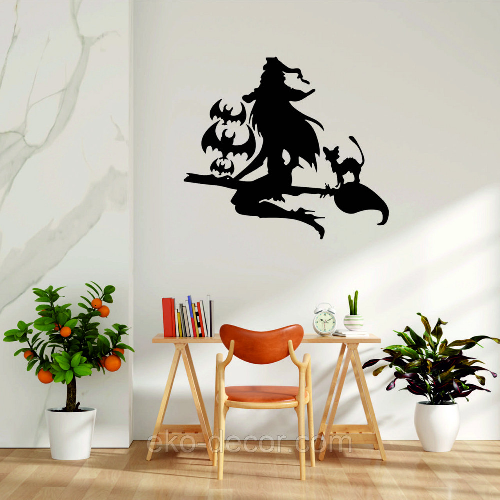 Декоративне настінне Панно «Відьма на мітлі», Декор на стіну 110*97 см, Чорний Київ - фото 10