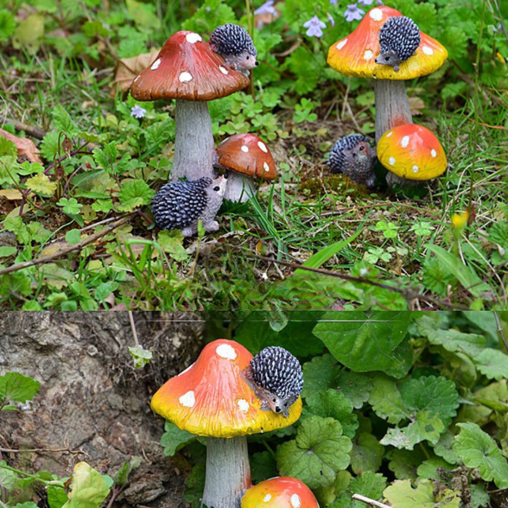 Садова фігурка Гриб з їжачком з полістоуну 9 х 7 х 7 см Одеса - фото 2