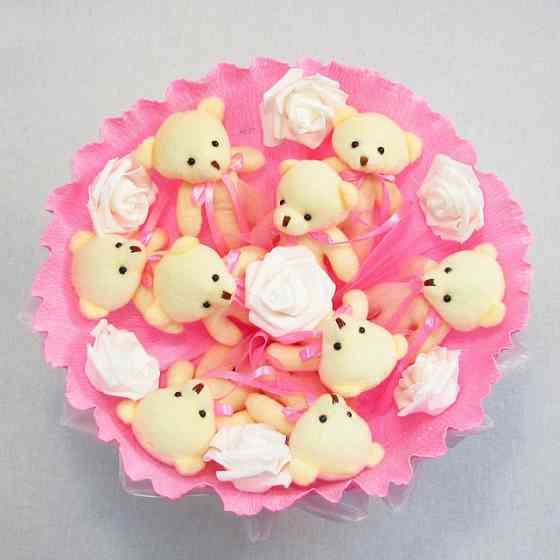 Букет из мягких игрушек 9 мишек 5337IT розовый Винница