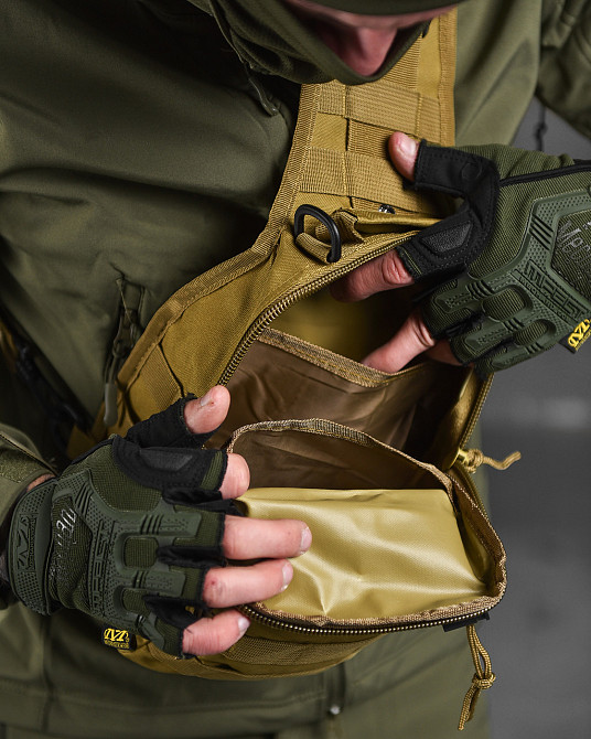 Сумка-слінг тактична з однією лямкою койот Одеса - фото 8