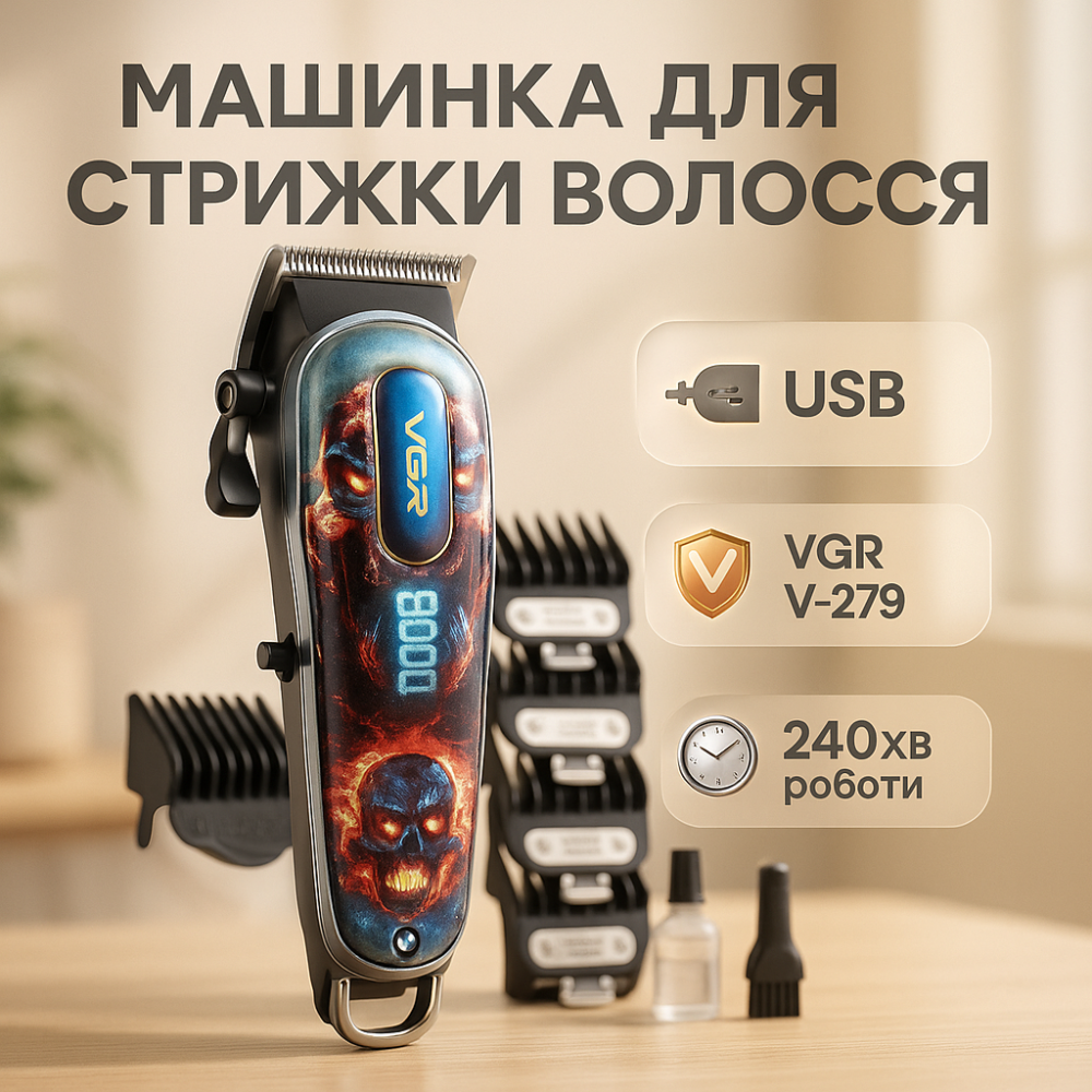 Багатофункціональна акумуляторна машинка для стрижки, Машинка для стрижки волосся і гоління TK-56 Львів - фото 17