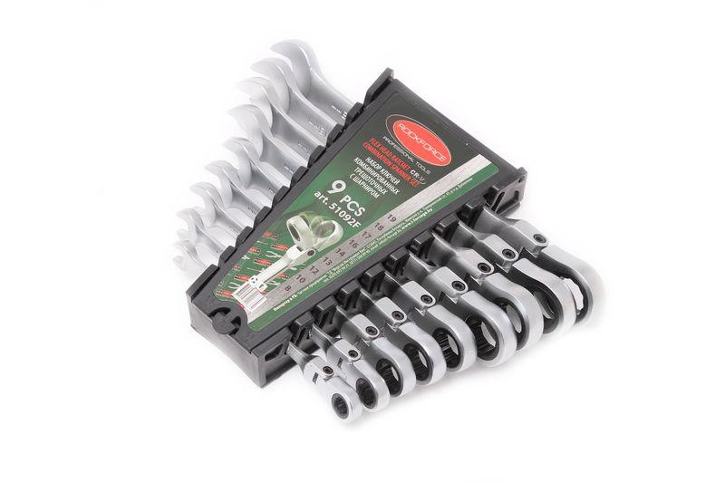 Набір ключів комбінованих з тріскачкою і шарніром 9пр. (8,10,12,13,14,16,17,18,19мм) ROCKFORCE RF-51092F Одеса - фото 1