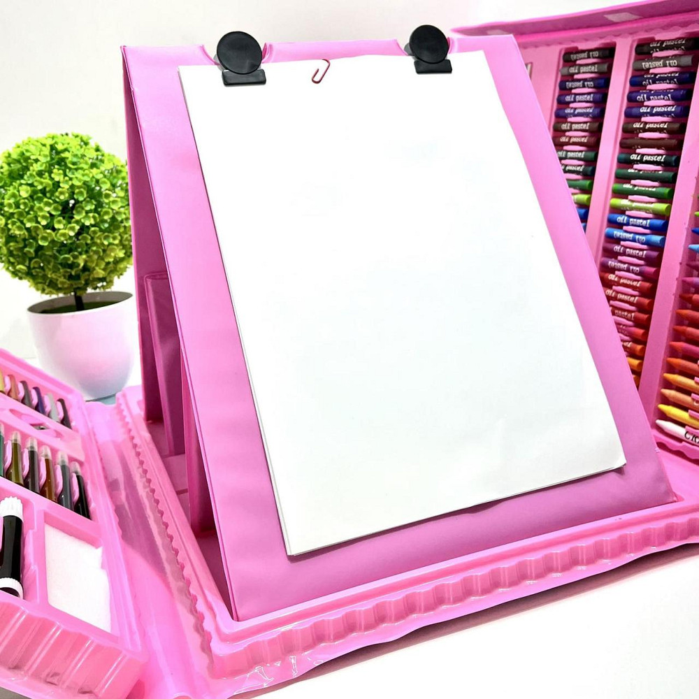 Набір для малювання 208 маркери олівці фарби в валізці Рожевий (C 49385) Чернигов - изображение 4