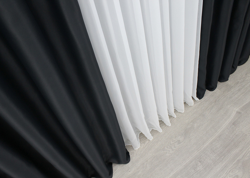 Комплект готовых штор VR-Textil Софт однотонний Черный 150х270 см 2 шт (33-0262) Киев - изображение 7