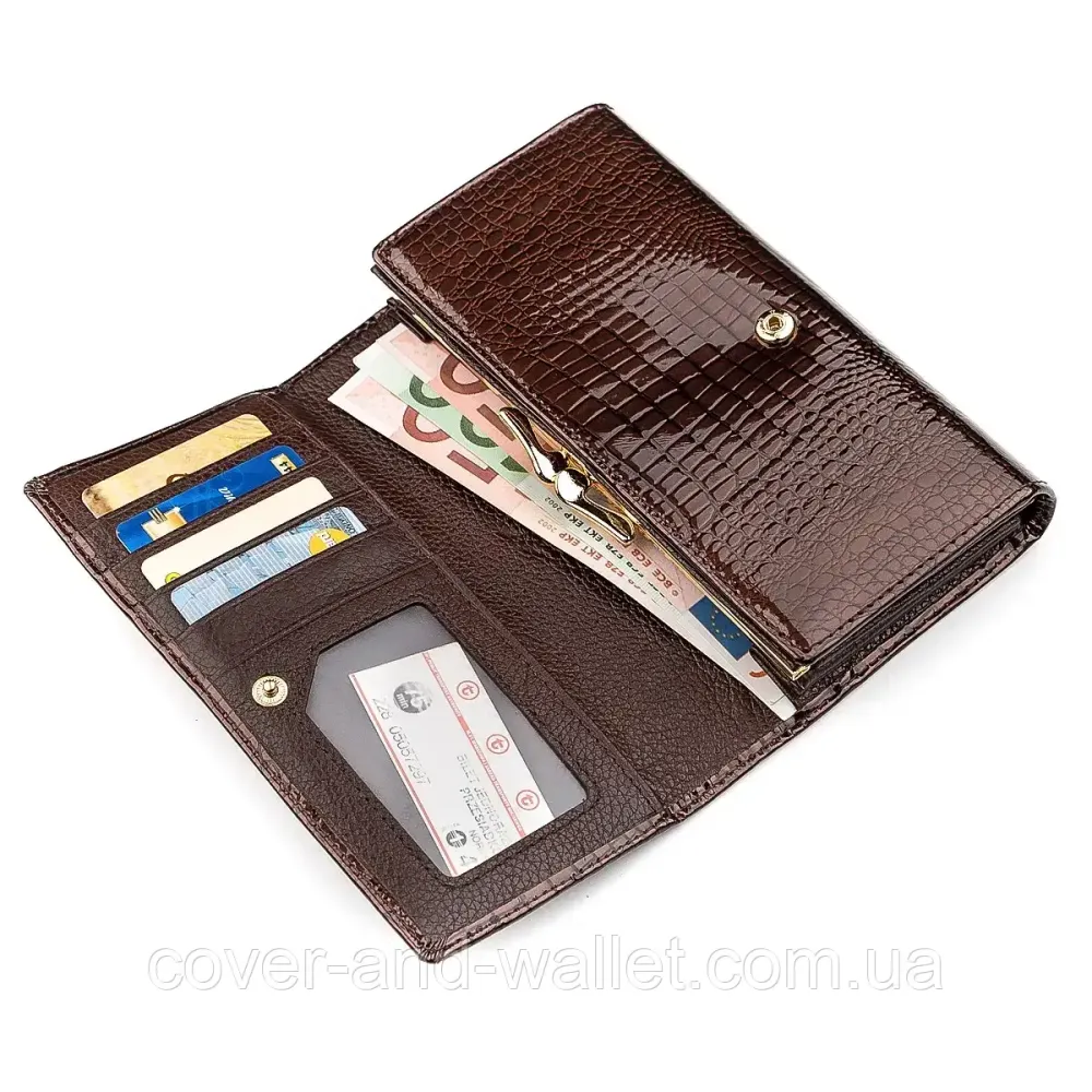 Шкіряний жіночий гаманець лаковий під крокодила ST S8001A Київ - фото 2