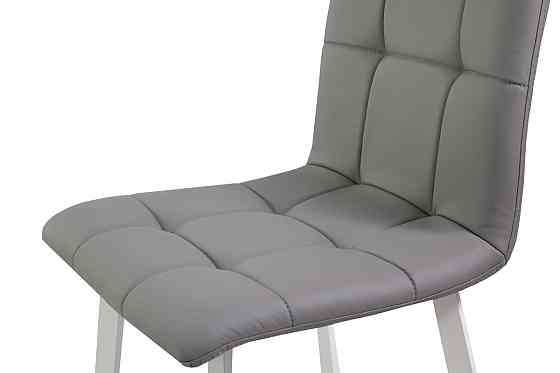 Стілець Трініті, метал білий/шкірзам світло-сірий Київ