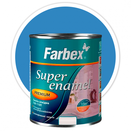 Эмаль алкидная ПФ-115П ярко-голубая ТМ Farbex 2.8 кг. Харьков - изображение 1