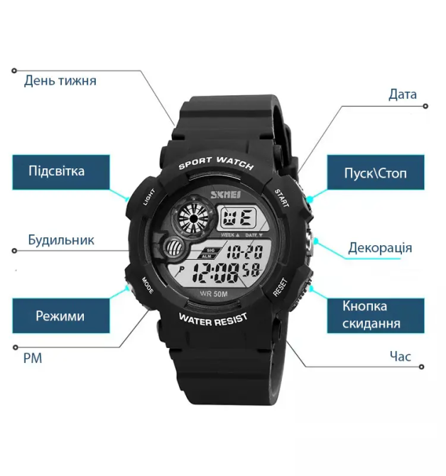 Мужские наручные часы Skmei 1718 (Черные) Винница - изображение 7