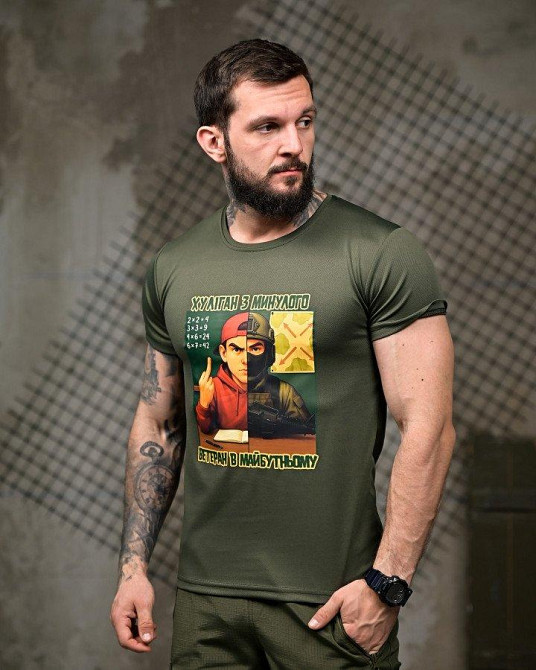Тактична потовідвідна футболка Хуліган oliva ПП7848 Одеса - фото 2