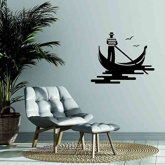 Декоративное настенное Панно «Венецианский гондольер» Декор на стену 70*56 см, Черный Киев