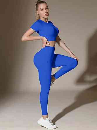Жіночий костюм для фітнесу спортивний з топом S синій Київ