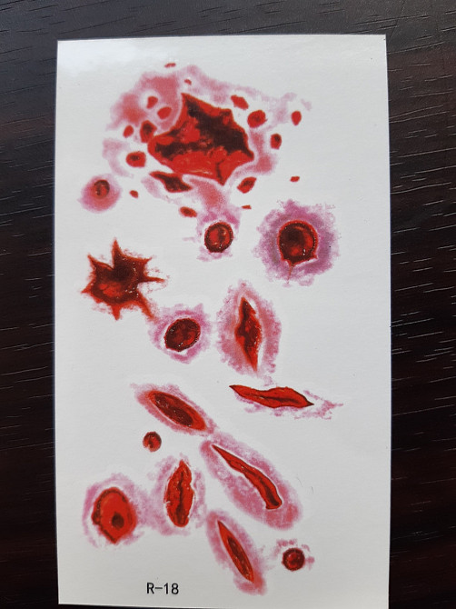 Стікер на тіло переводки Рани 10 на 6 см червоний Київ - фото 1