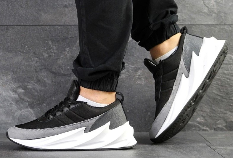 Кроссовки Adidas $harks Мужские Адидас Чёрные Акулы (размеры: 41,42,43,44,45) Видео Обзор Днепр - изображение 3