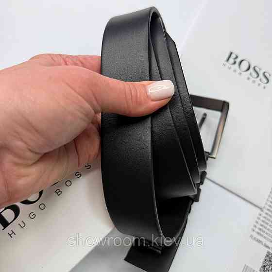 Чоловічий шкіряний брендовий ремінь Boss (216) чорний Київ