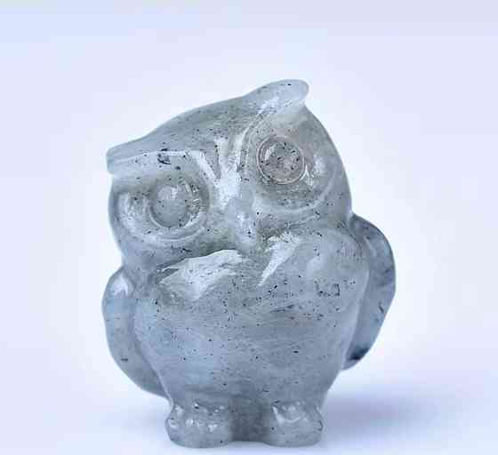 Сова з лабрадориту 3.5 см, фігурка сова камінь натуральний, талісман мудрості Київ