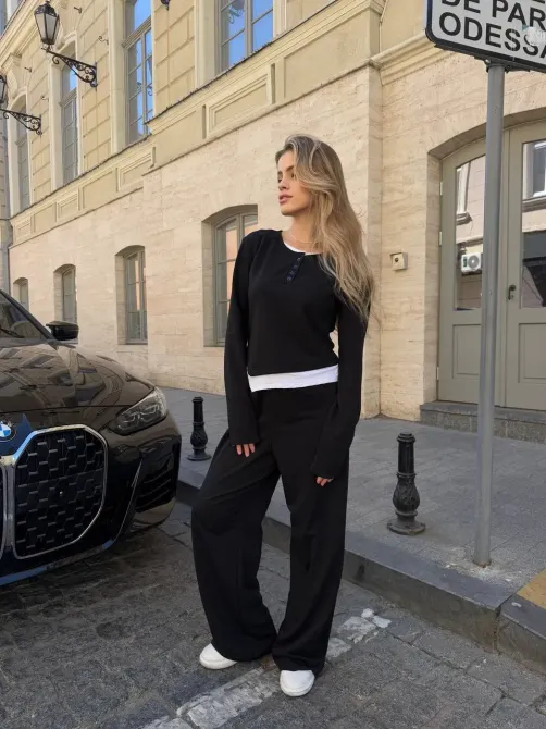 Жіночий костюм 2-ка з двунитки бежевий чорний Одеса - фото 10