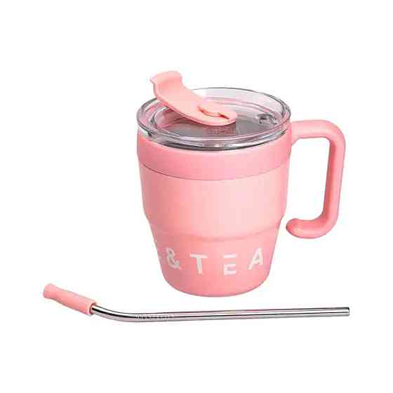 Yiwu Термочашка Coffee & Tea з трубочкою рожева HP-14-23P Коломия