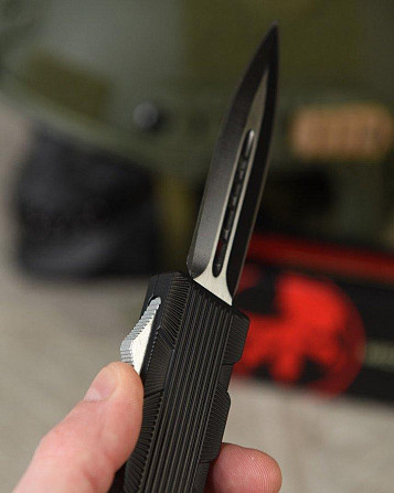 Нож выкидной Microtech чорно сірий Киев - изображение 10