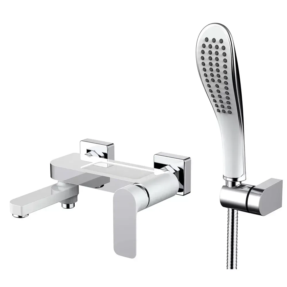 Змішувач для ванни з душовим гарнітуром GAPPO G48 G3248 білий/хром Київ - фото 1