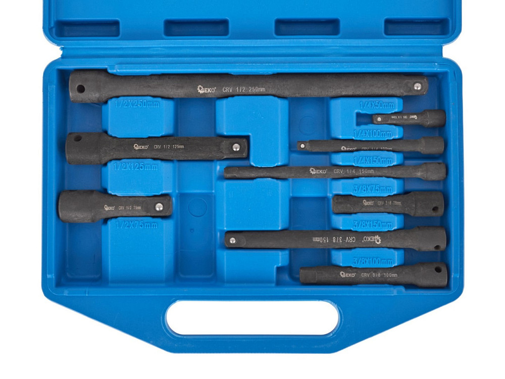 Набір подовжувачів ударних для головок "GeKo" (1/4", 3/8", 1/2") довжиною 50-250мм, к-т 9 шт. Киев - изображение 2