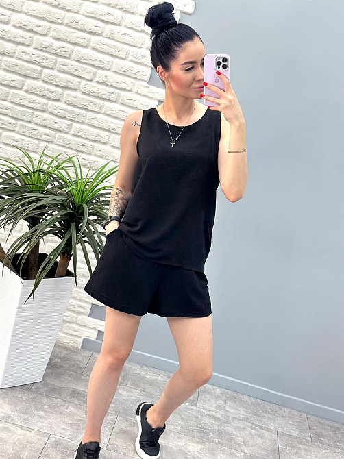 Літній костюм "Ender" оптом | Розпродаж моделі Чорний, 42-44 Київ - фото 4