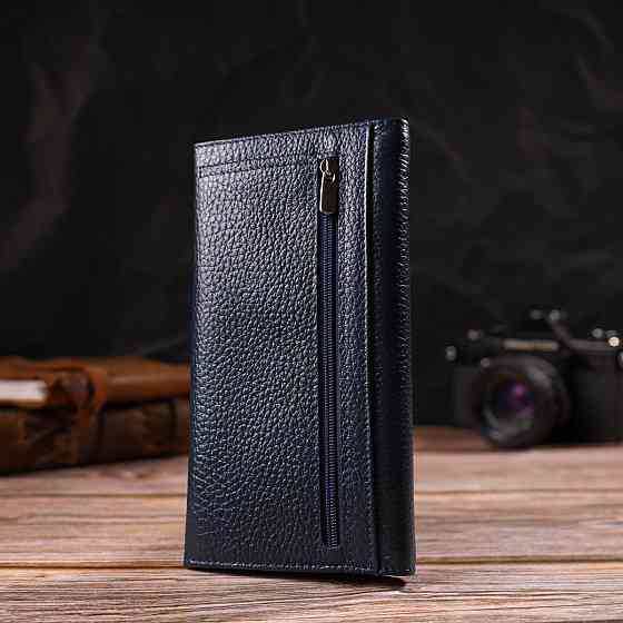 Зручне жіноче портмоне з натуральної шкіри флотар Синє (CANPELLINI) Київ