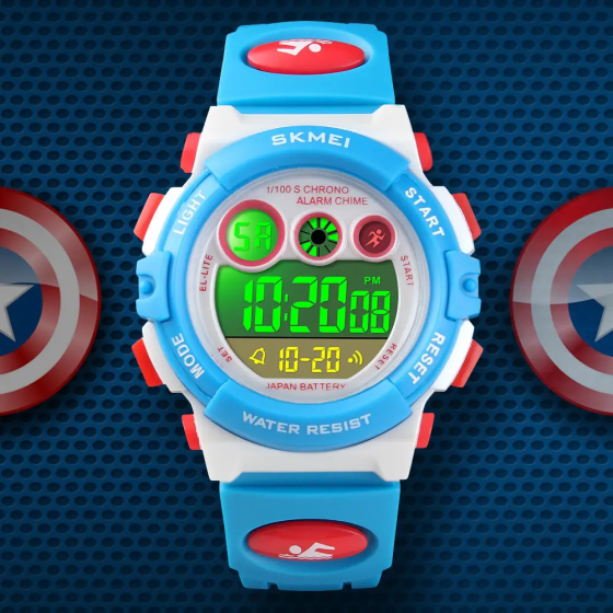 Дитячий спортивний наручний годинник Skmei 1451 Білий з блакитним Київ