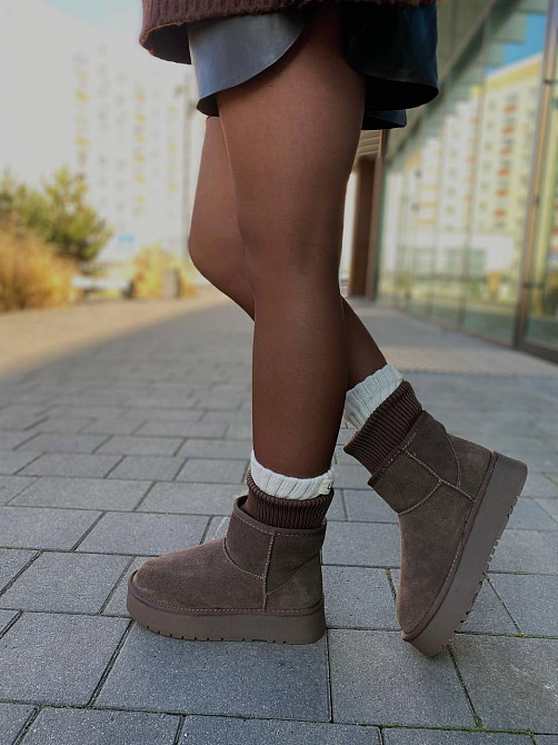 Угги жіночі HENGJI T56-7 шоколадні (зима, замша натуральна) (6010) Коломыя - изображение 3