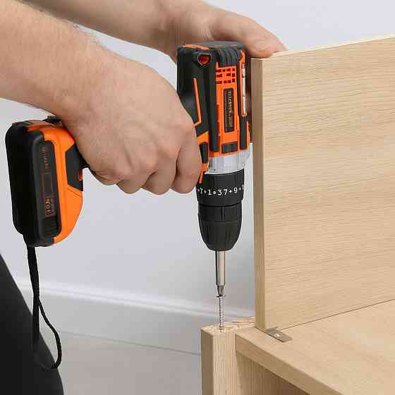 Шуруповерт акумуляторний з набором інструментів + 2 акумулятори 36В, Помаранчевий / Бездротовий шуруповерт-дриль Київ