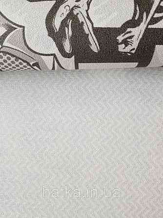 Шпалери вінілові на флізеліні AdaWall Ada Kids метрові дитячі смуги зигзагом біло-сірі Київ