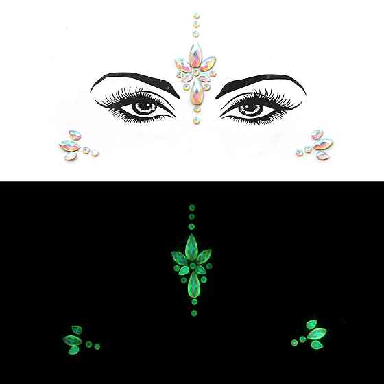 Камені стрази для обличчя люмінесцентні карнавальні one size різнобарвний Київ