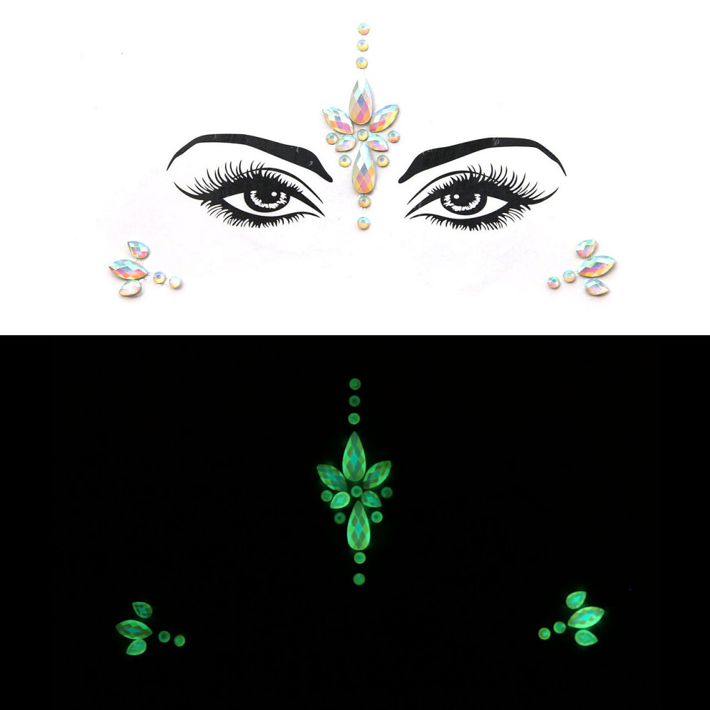 Камені стрази для обличчя люмінесцентні карнавальні one size різнобарвний Київ - фото 1