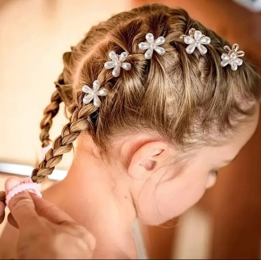 Заколка-крабік квітка маленька з перлинками Смела - изображение 1