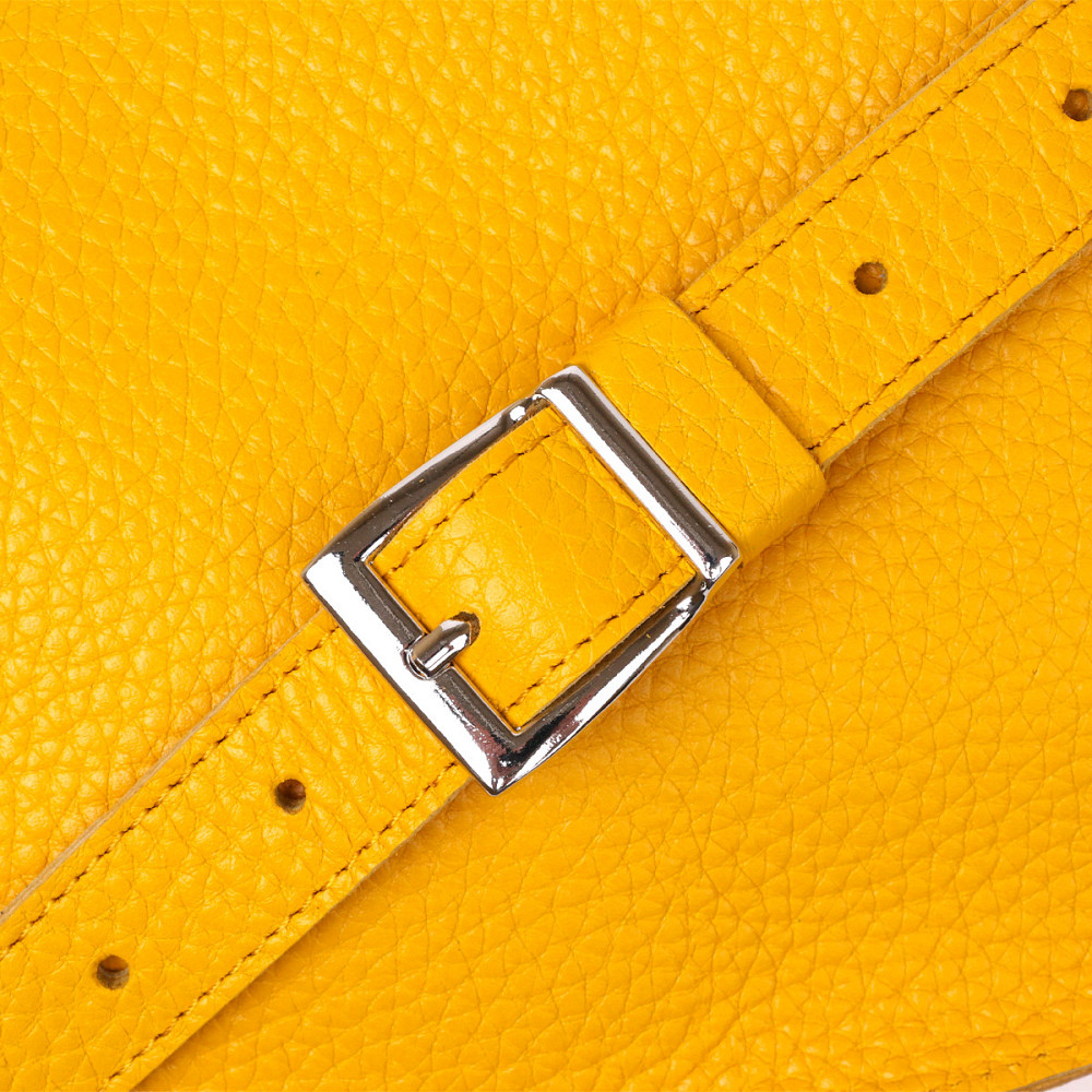 Кожаная яркая женская бананка Shvigel 16377 Желтый Киев - изображение 7