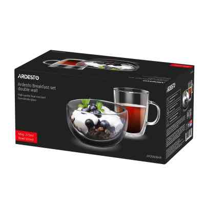 Комплект посуду Ardesto набір для сніданку 270 мл чашка + 500 мл піала прозорий (AR2650BHR) Вінниця