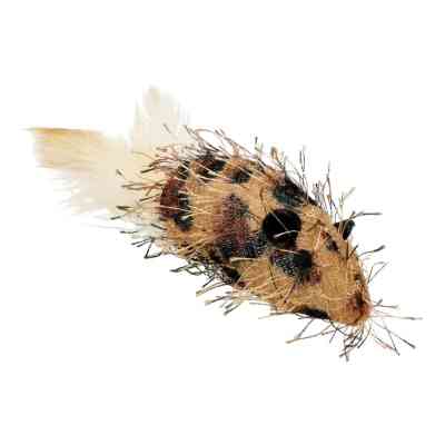 Игрушка для кошек Hippie Pet Мышка с пятнышками и перьями коричневая 7.5 см (HIPCT2304065RU) Винница