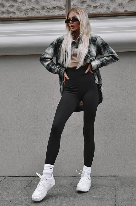 Женские теплые леггинсы на флисе Черный XL Харьков - изображение 1