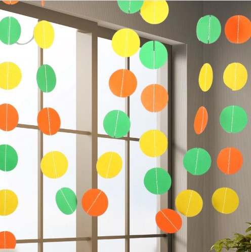 Гірлянда кружечки на нитці для декору 4 м на 6 см різнобарвний Київ - фото 1