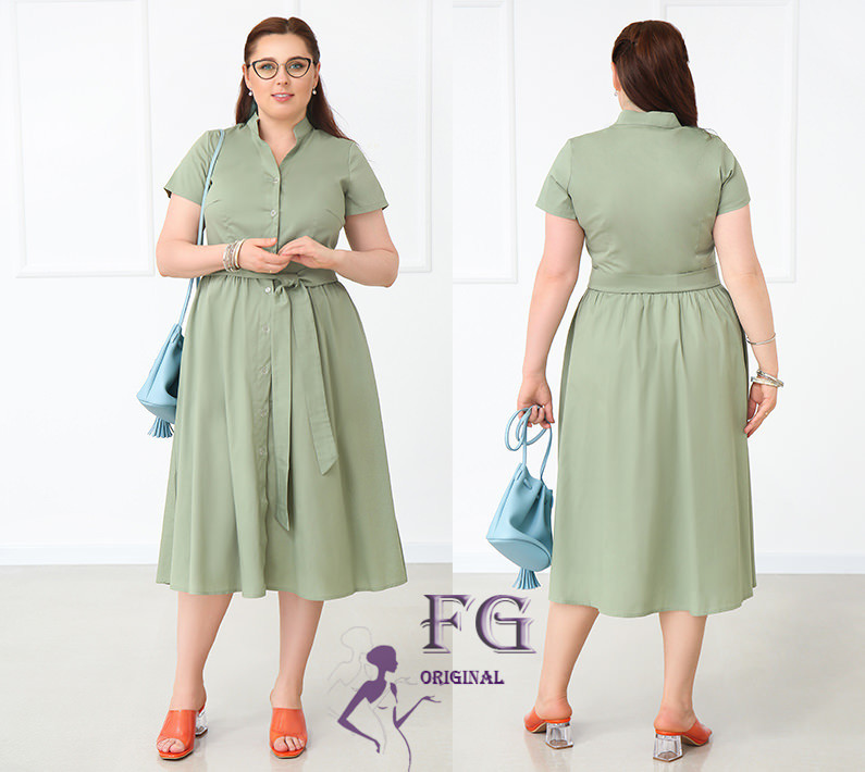 Довга котонова сукня на гудзиках "Lesley" оптом | Батал Київ - фото 5