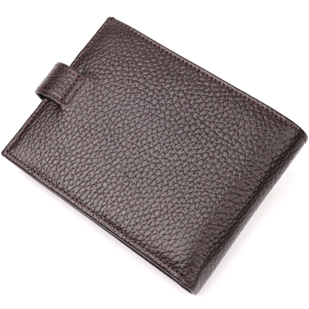 Вместительное мужское портмоне с хлястиком из натуральной кожи KARYA 21081 Коричневый Киев - изображение 2