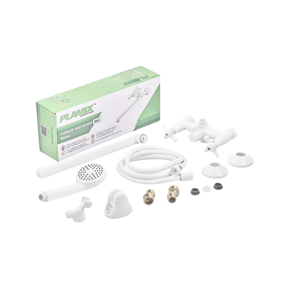 Смеситель для ванны Plamix Pablo -140 EURO SET White (со шлангом и лейкой) (PM0670) Киев - изображение 7